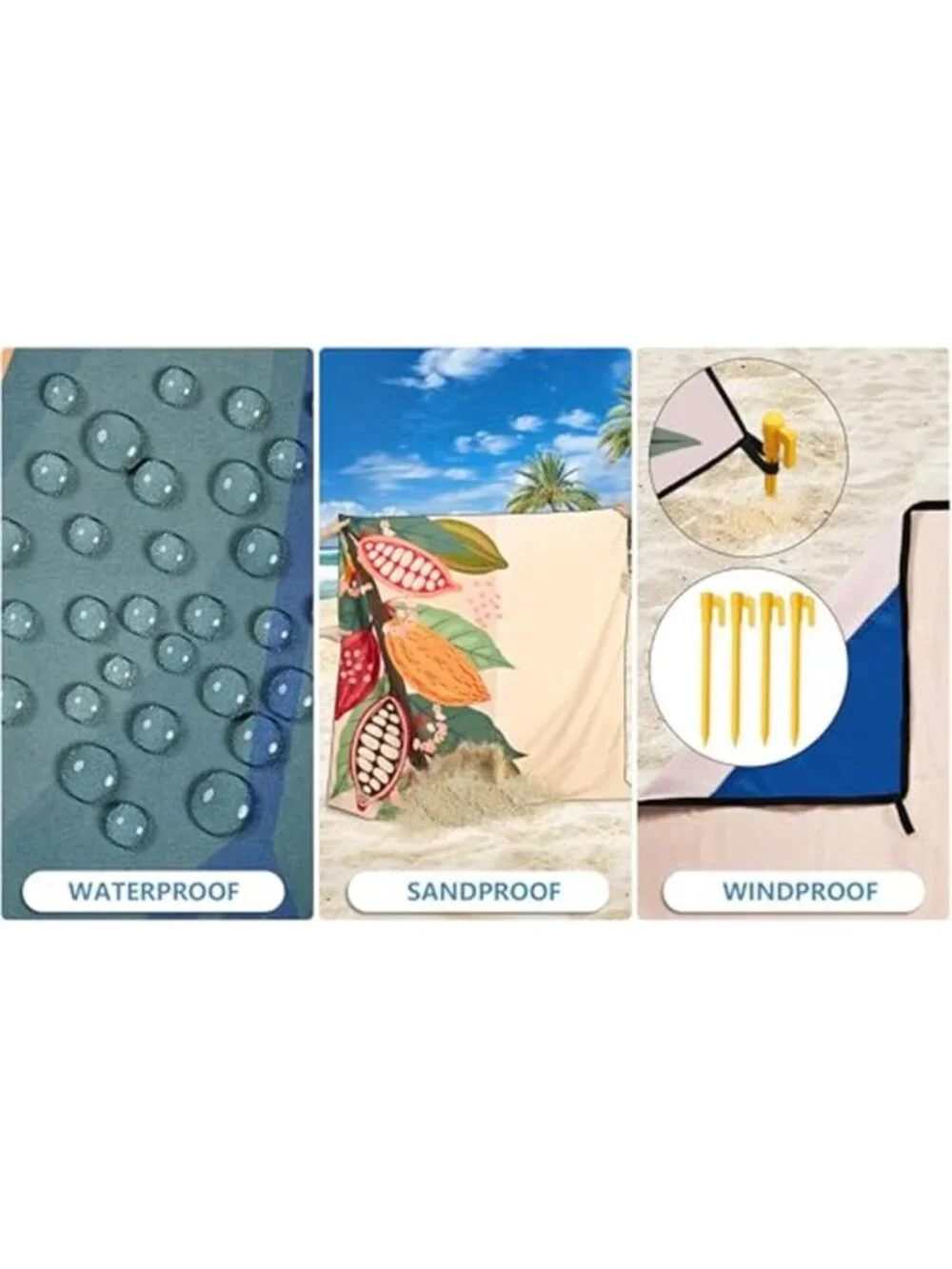 Oversized Beach Blanket Sandproof Waterproof Picnic Camping Travel Mat 79x83